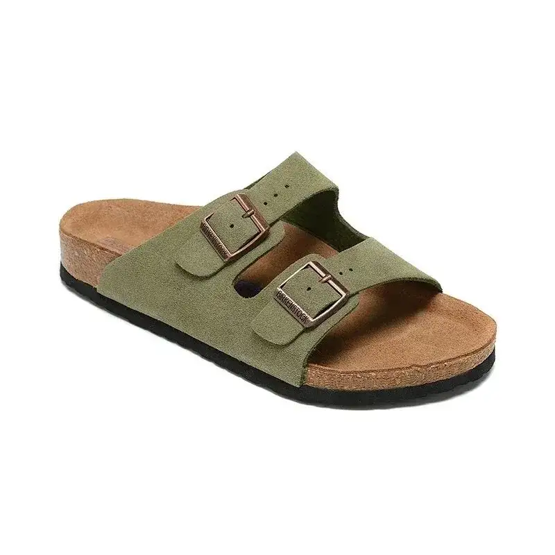 Birkenstock Arizona Suede Leather Sandals Faded Khaki