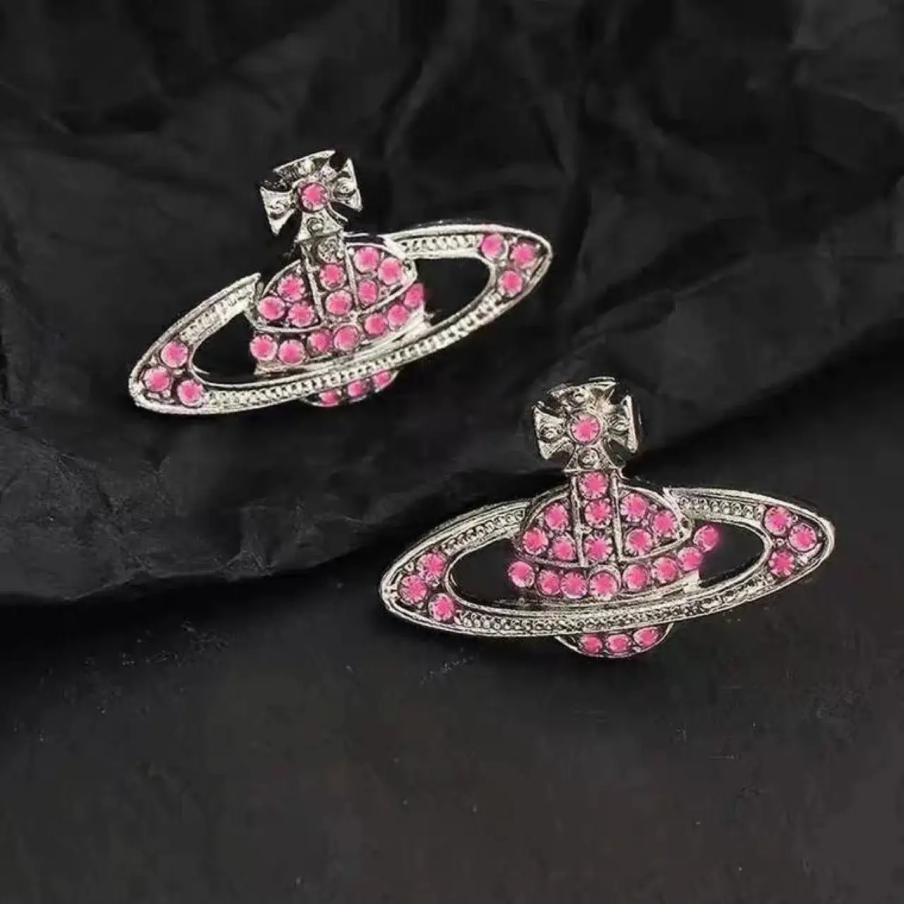 Vivienne Westwood Silver Pink Stud Earrings