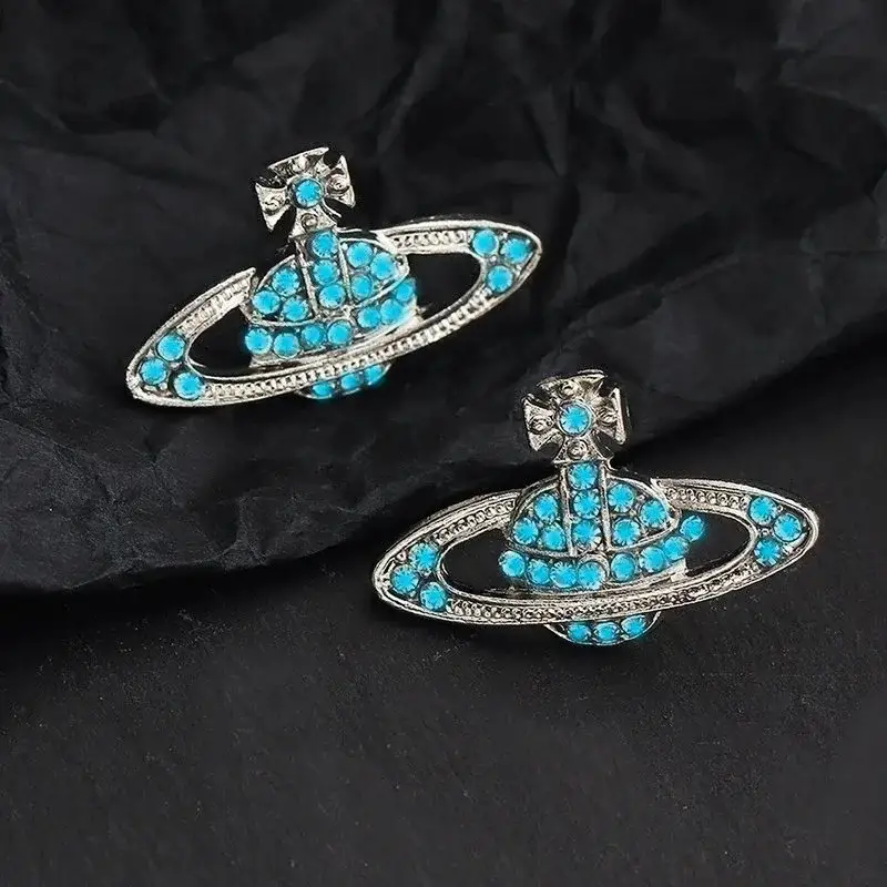 Vivienne Westwood Silver Blue Stud Earrings