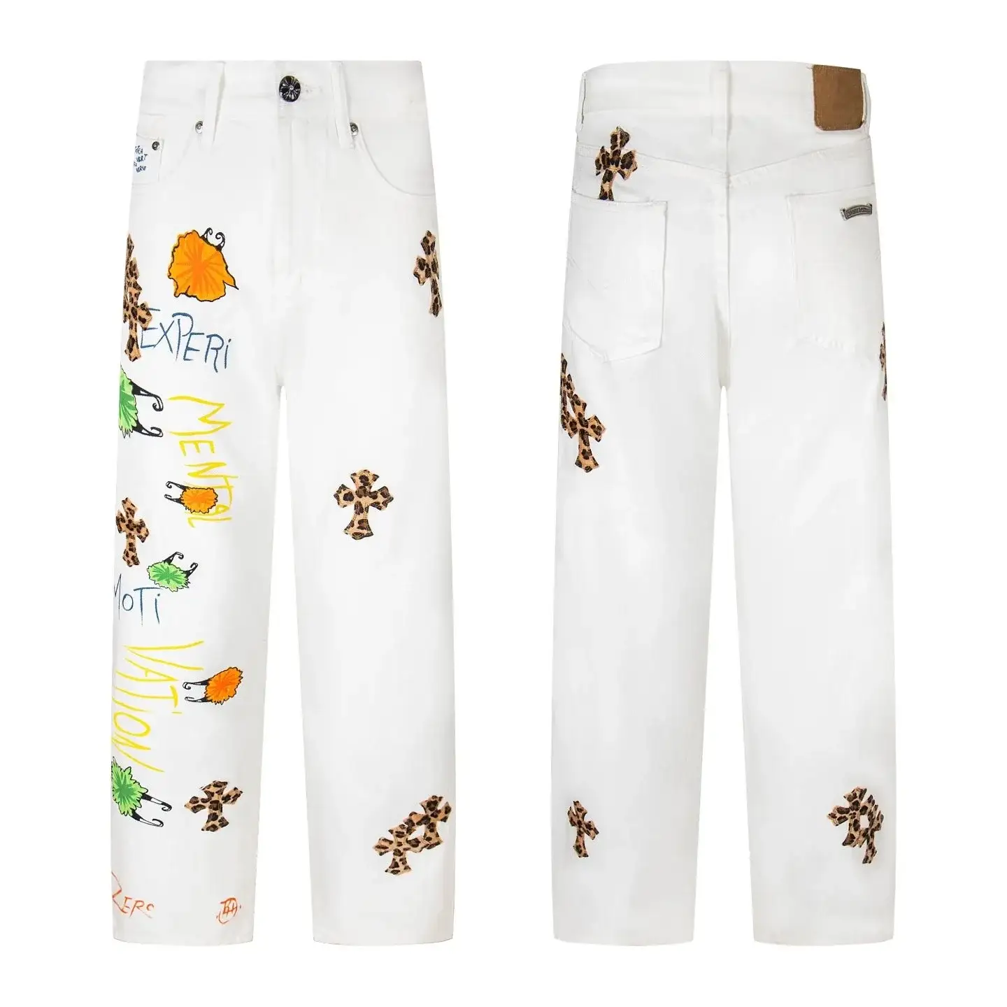 Chrome Hearts Graffiti Patch White Jeans