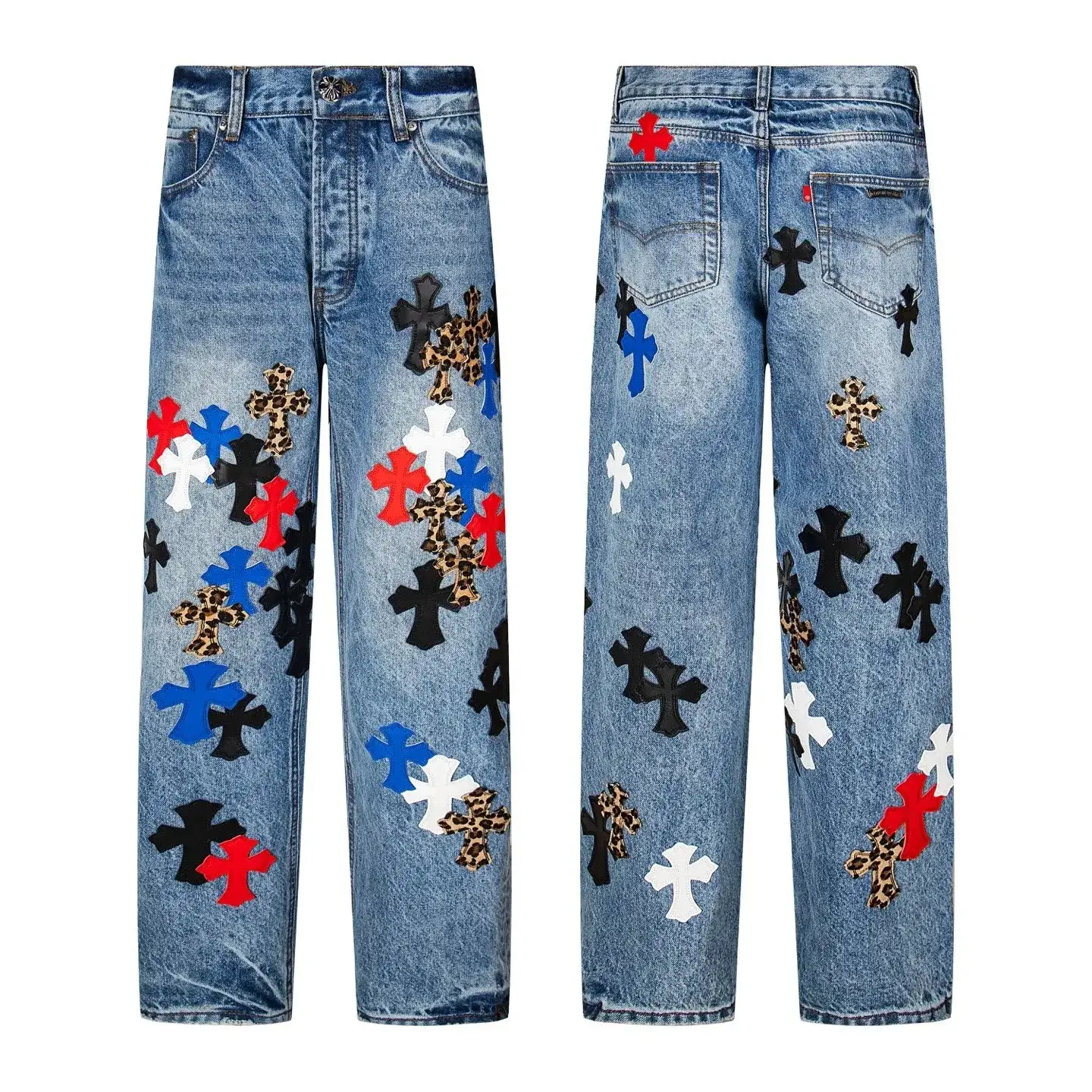 Chrome Hearts Mixed Patch Blue Jeans