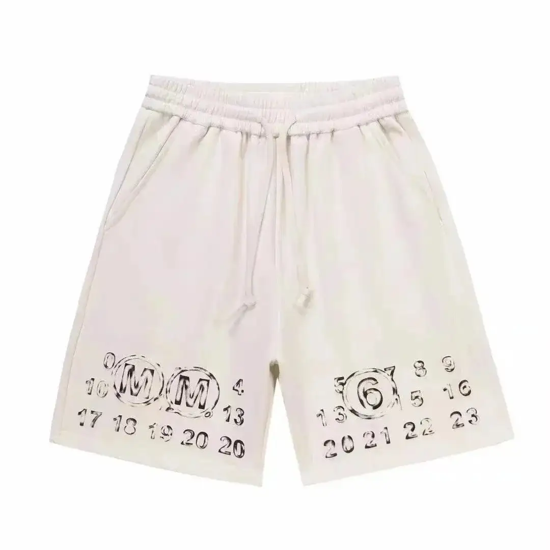Maison Margiela MM Logo Number Print Shorts White