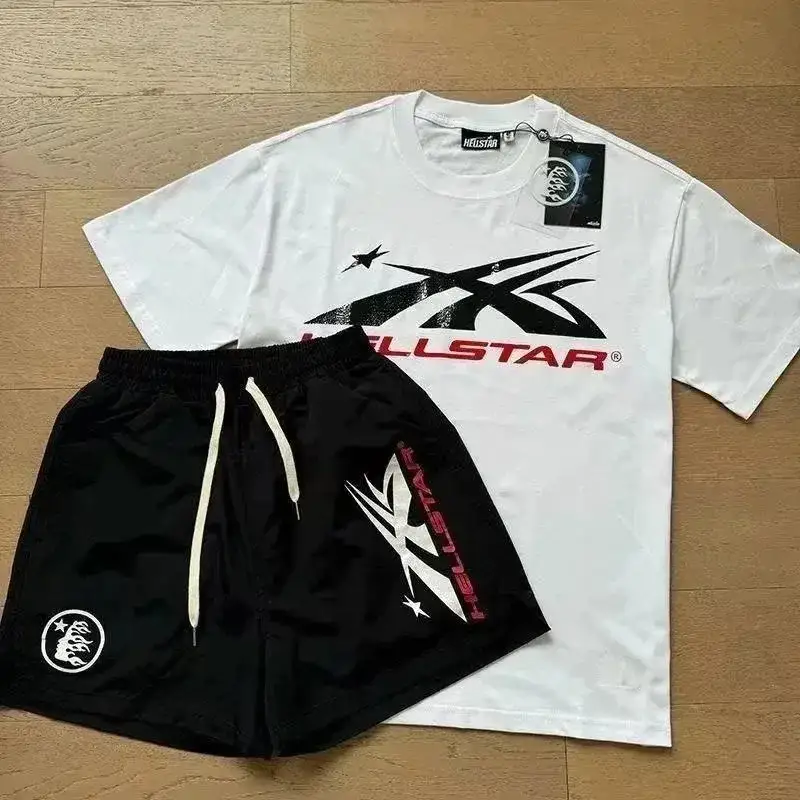 Hellstar T-Shirt and Shorts Set White Black