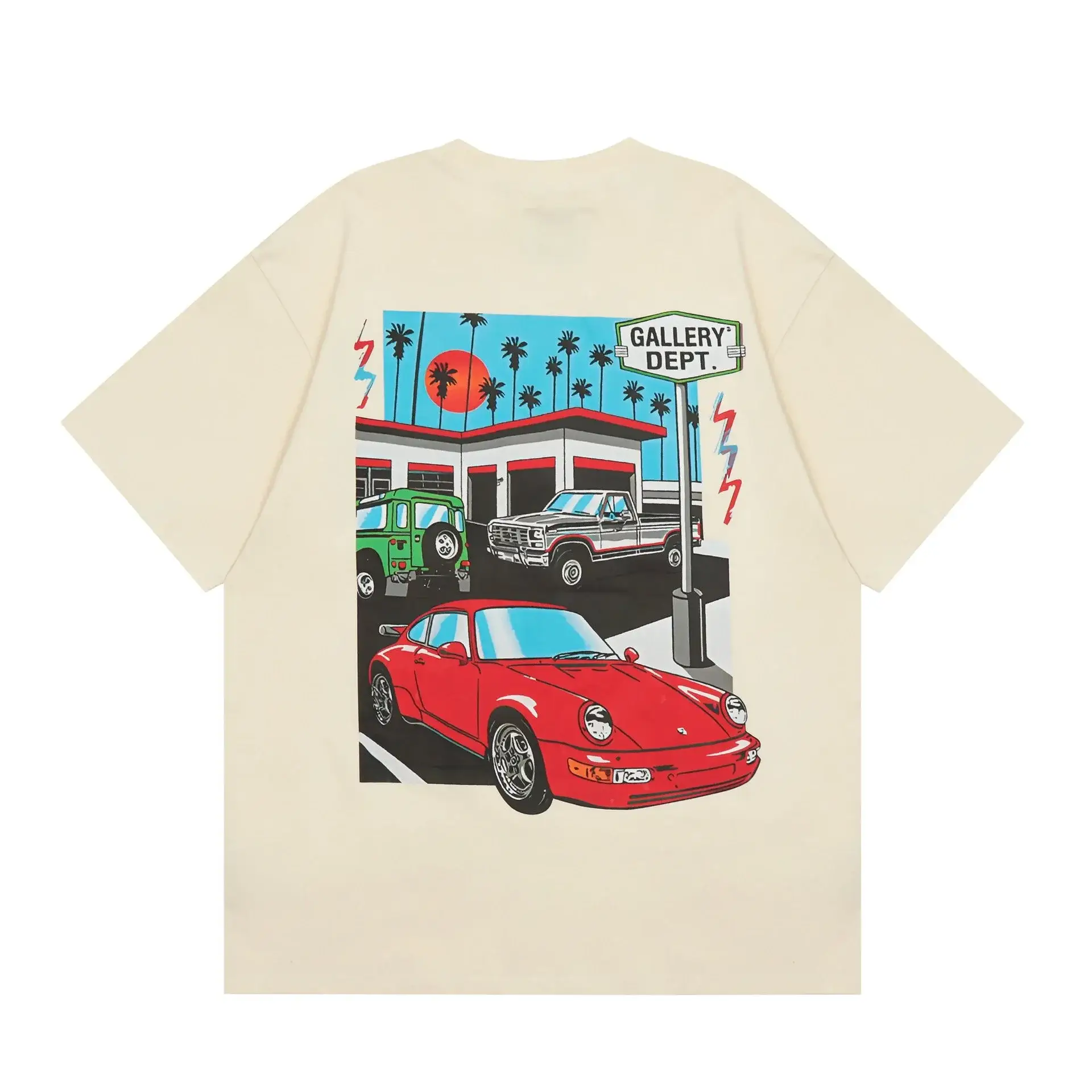 Gallery Dept. Retro Car Graphic T-Shirt Cream