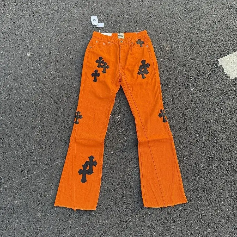Gallery Dept. Black Cross Jeans Orange
