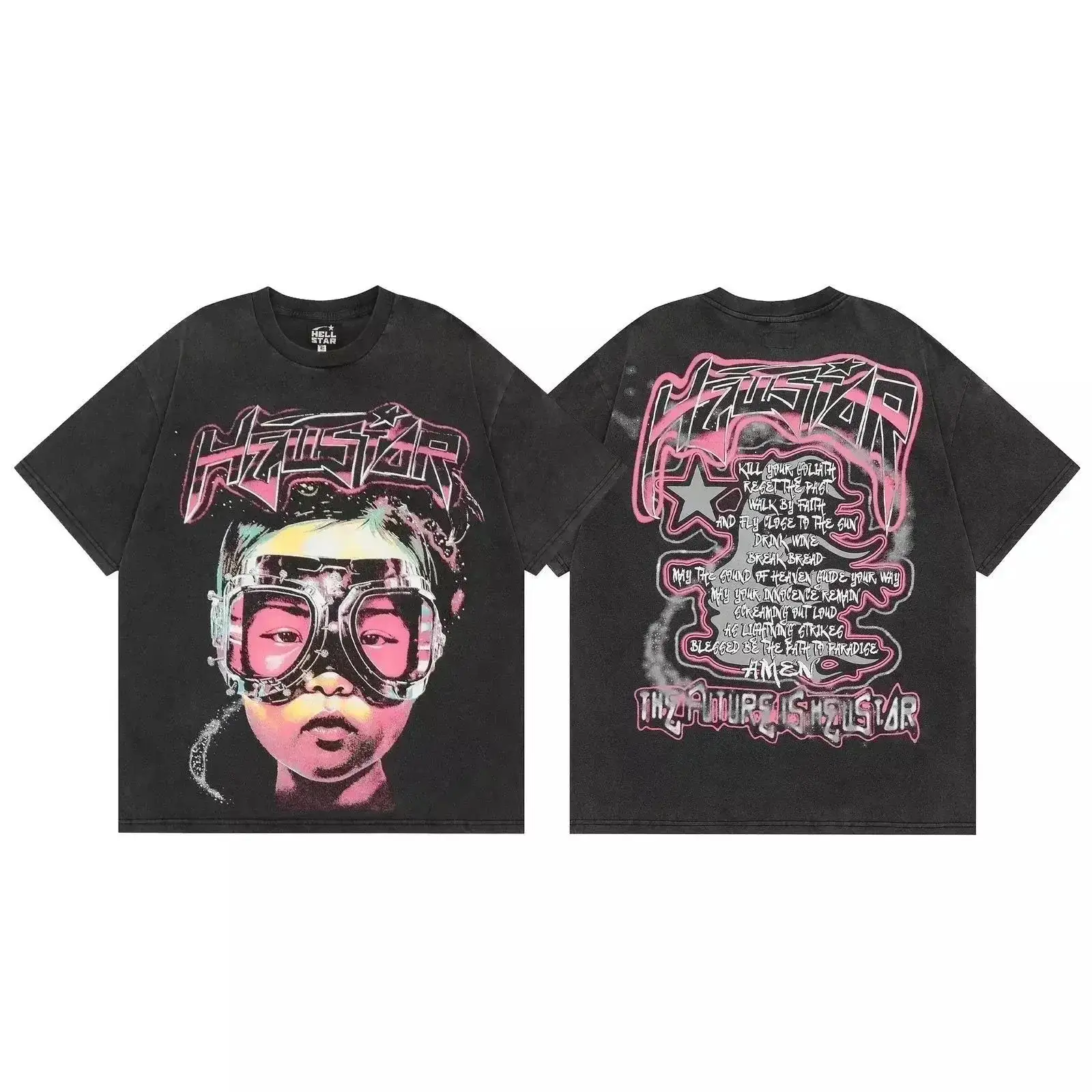 Hellstar Future Pink Goggles T-Shirt Black