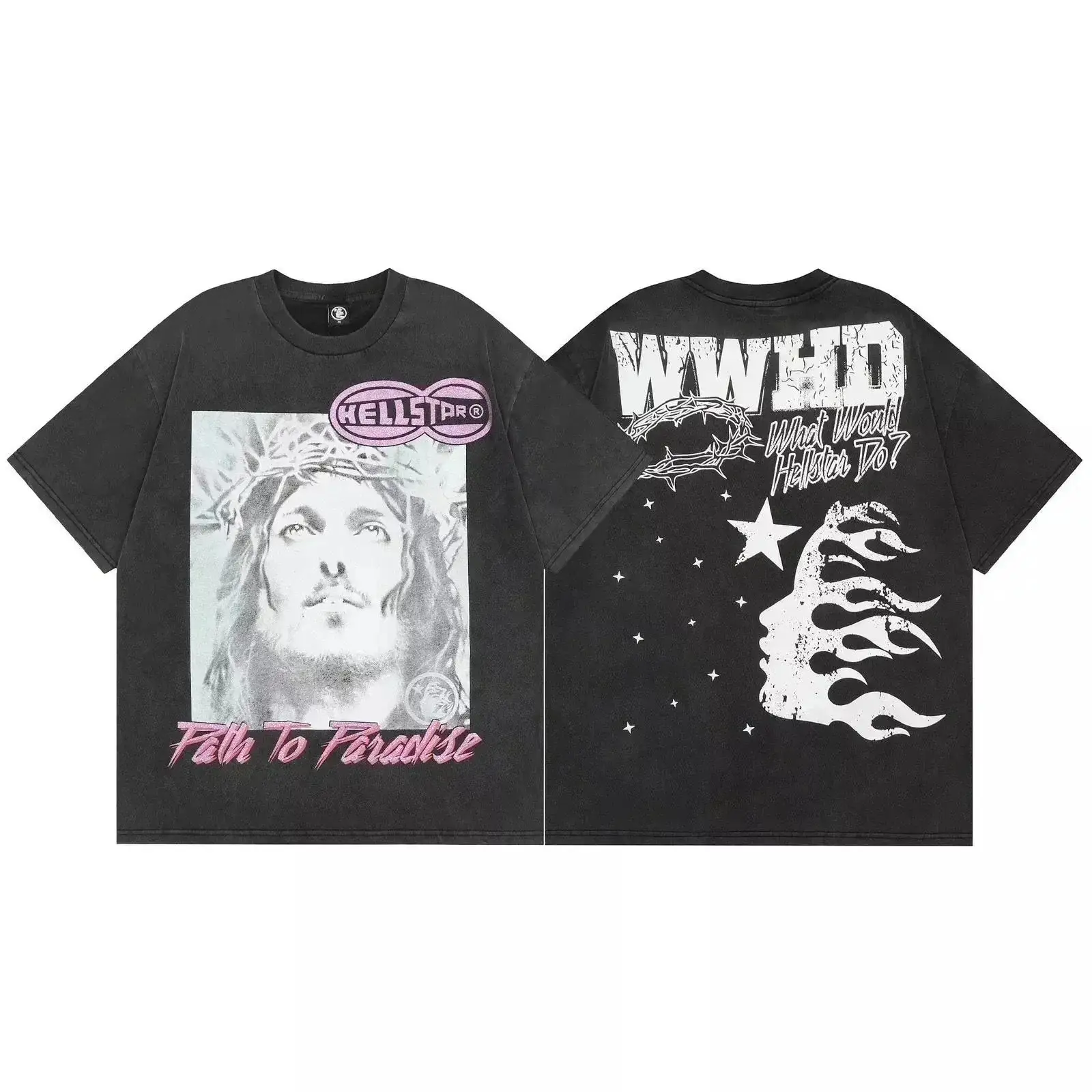 Hellstar Wwhd Jesus Dark Grey T-Shirt