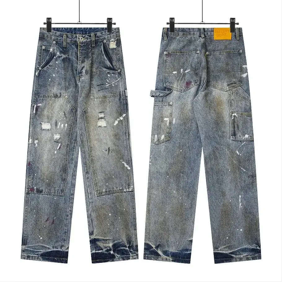 Gallery Dept. Distressed Carpenter Denim Pants Grey