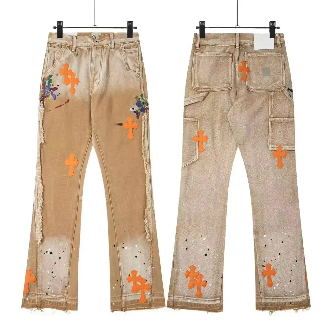 Gallery Dept. La Flare Painted Jeans Khaki