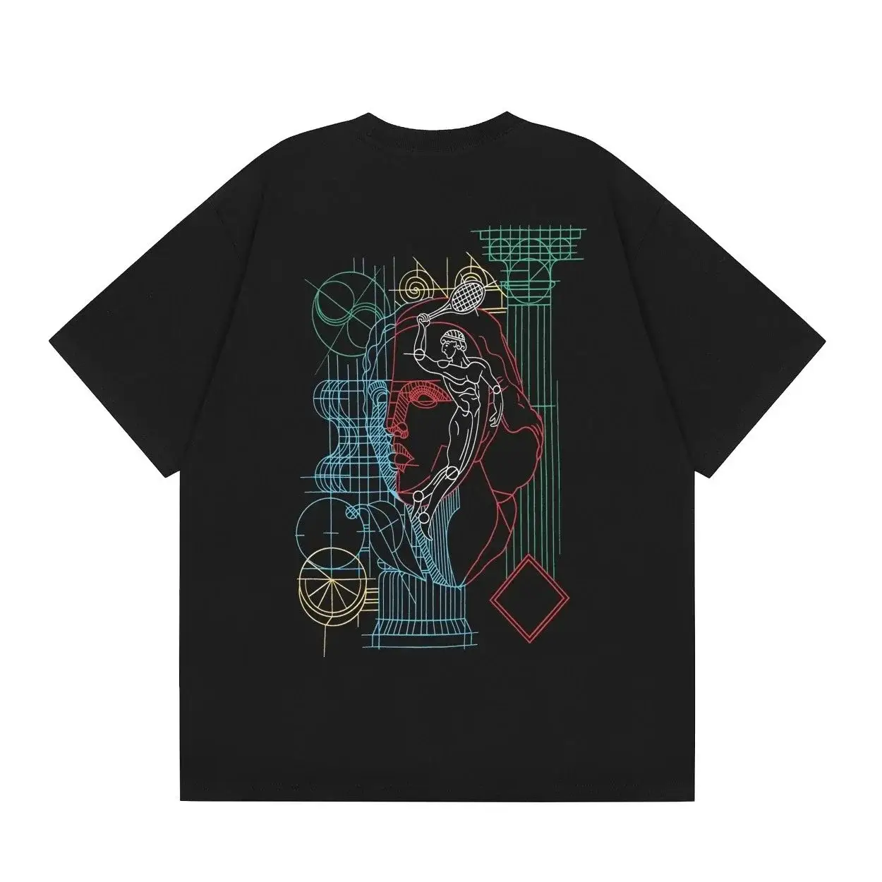 Casablanca Architectural Tennis Line T-Shirt Black