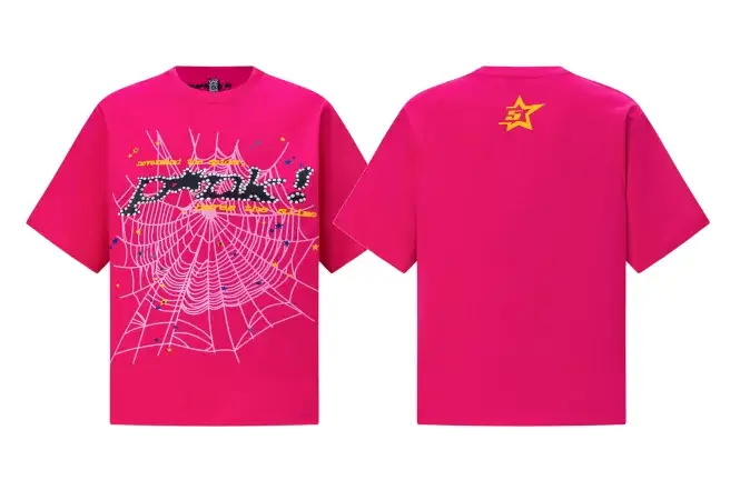 Sp5der Web Rhinestone T-Shirt Pink