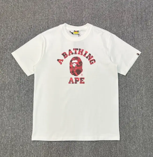 A Bathing Ape Red Camo College T-Shirt White
