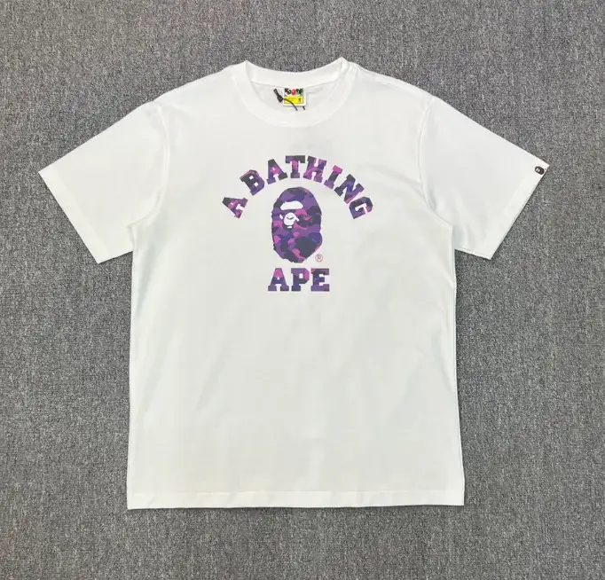 A Bathing Ape Purple Camo College T-Shirt White