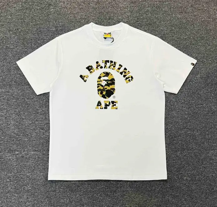 A Bathing Ape Yellow Camo College T-Shirt White