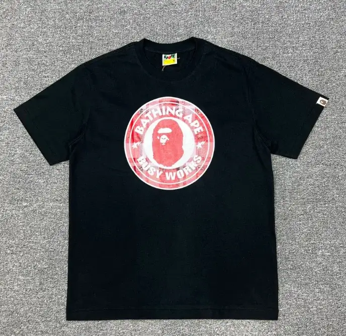 A Bathing Ape Busy Works Plaid Logo T-Shirt Black