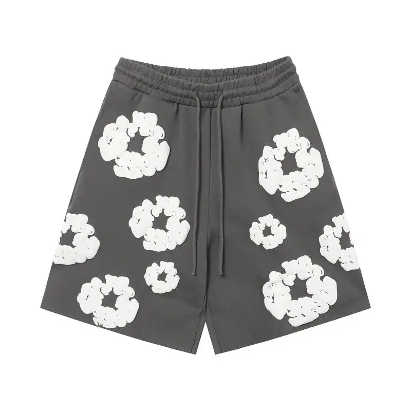 pomD Cotton Flower Applique Dark Grey Shorts
