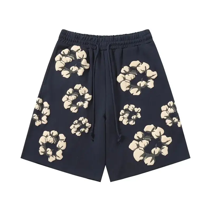 Unbranded Cotton Flower Print Sweatshorts Dark Navy