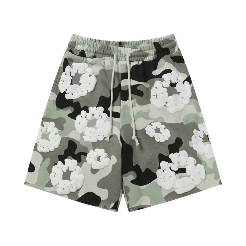 Camo Flower Print Shorts Sage Green