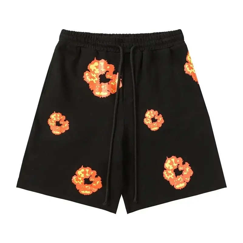 Black Fire Explosion Print Shorts