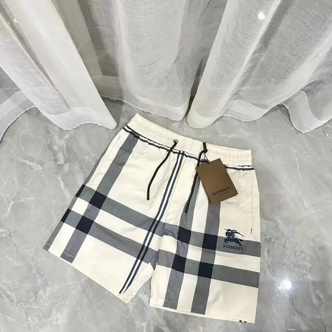 Burberry Check Swim Shorts Off White Black
