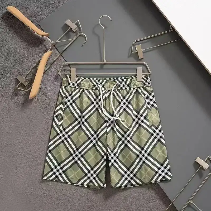 Burberry Check Grid Swim Shorts Sage Green