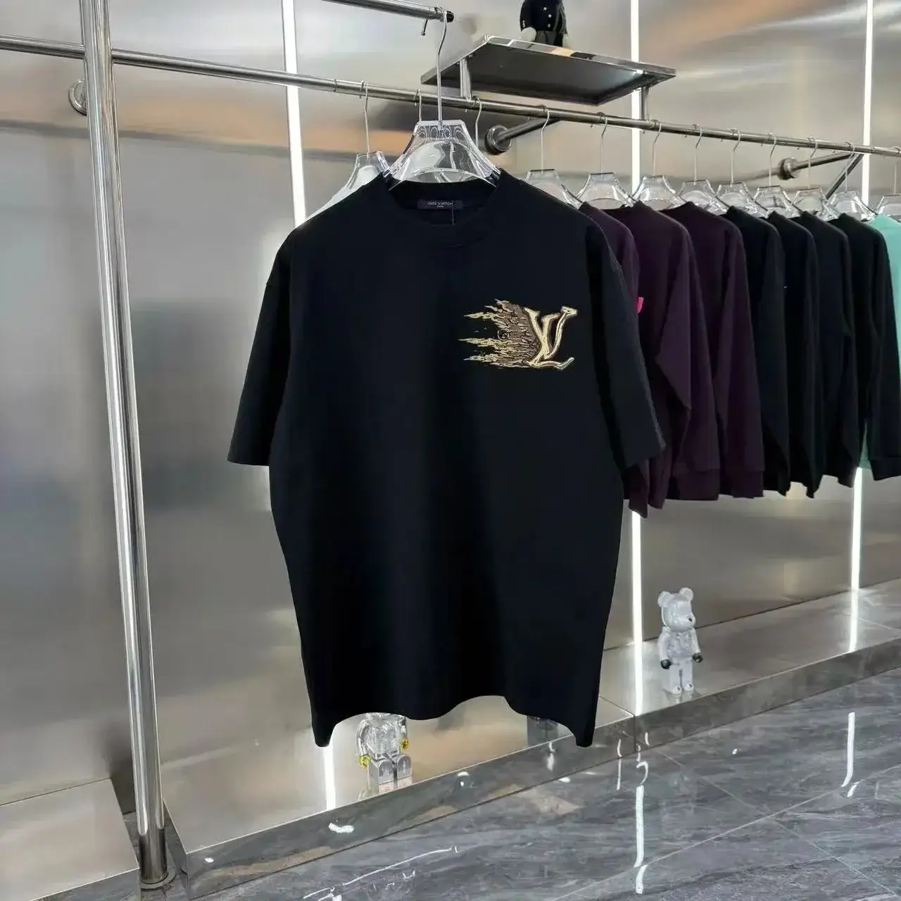 Louis Vuitton Distressed LV Logo Black T-Shirt