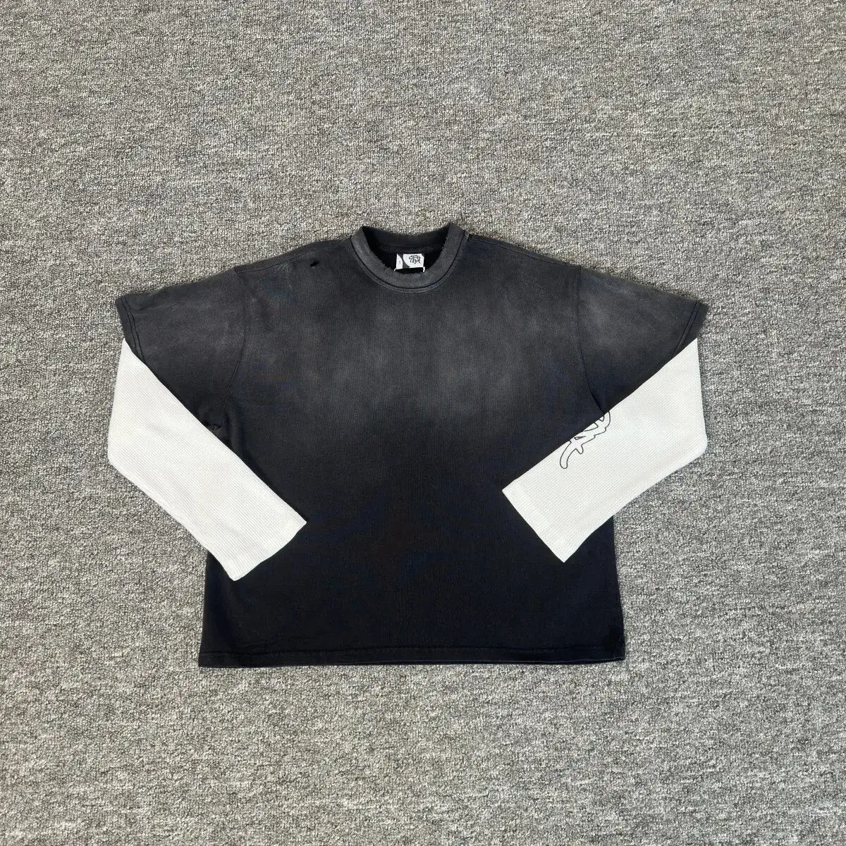 Unbranded Layered Long Sleeve T-Shirt Black White