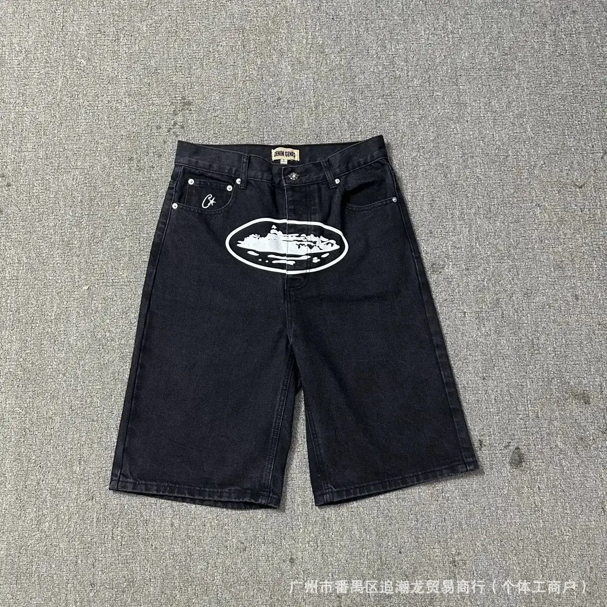 Corteiz Alcatraz Denim Shorts Black