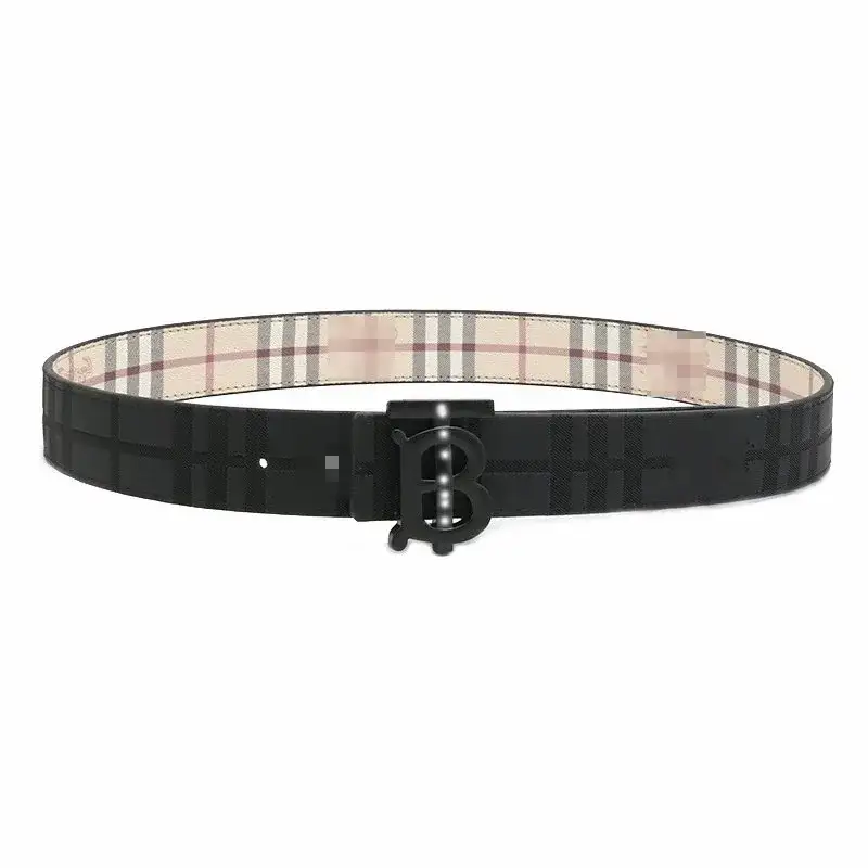 Burberry Reversible TB Plaque Vintage Check Belt Archive Beige / Matte Black