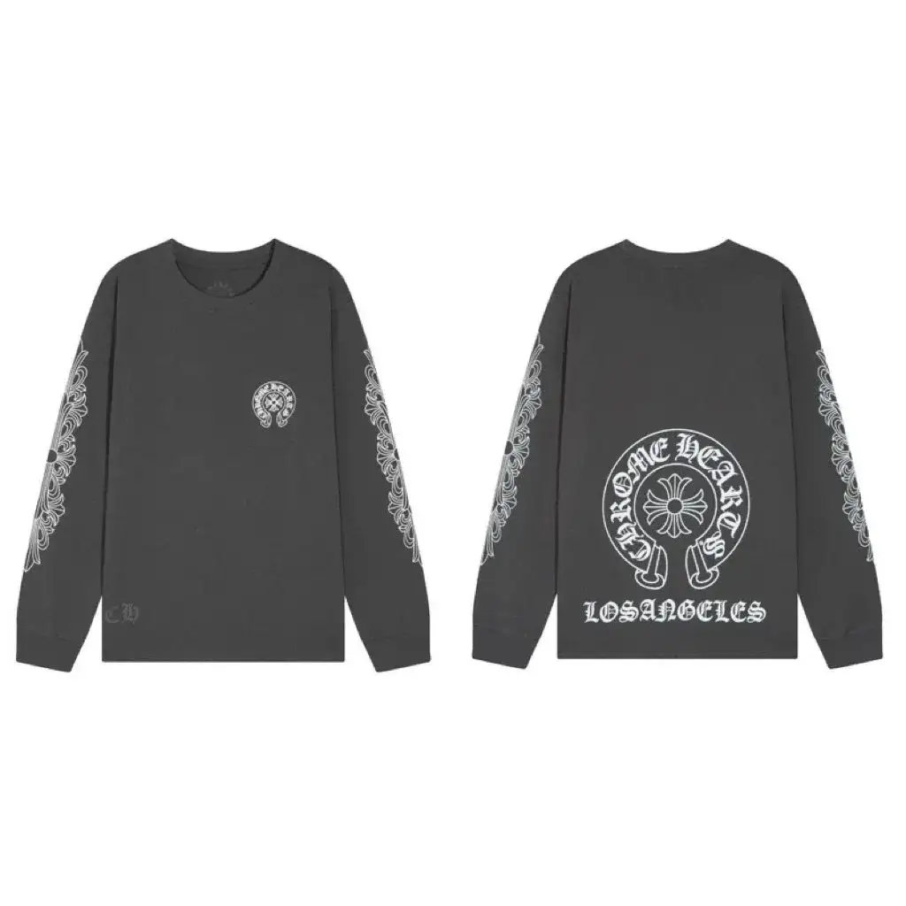 Chrome Hearts Los Angeles Horseshoe Floral Long Sleeve T-Shirt Washed Black