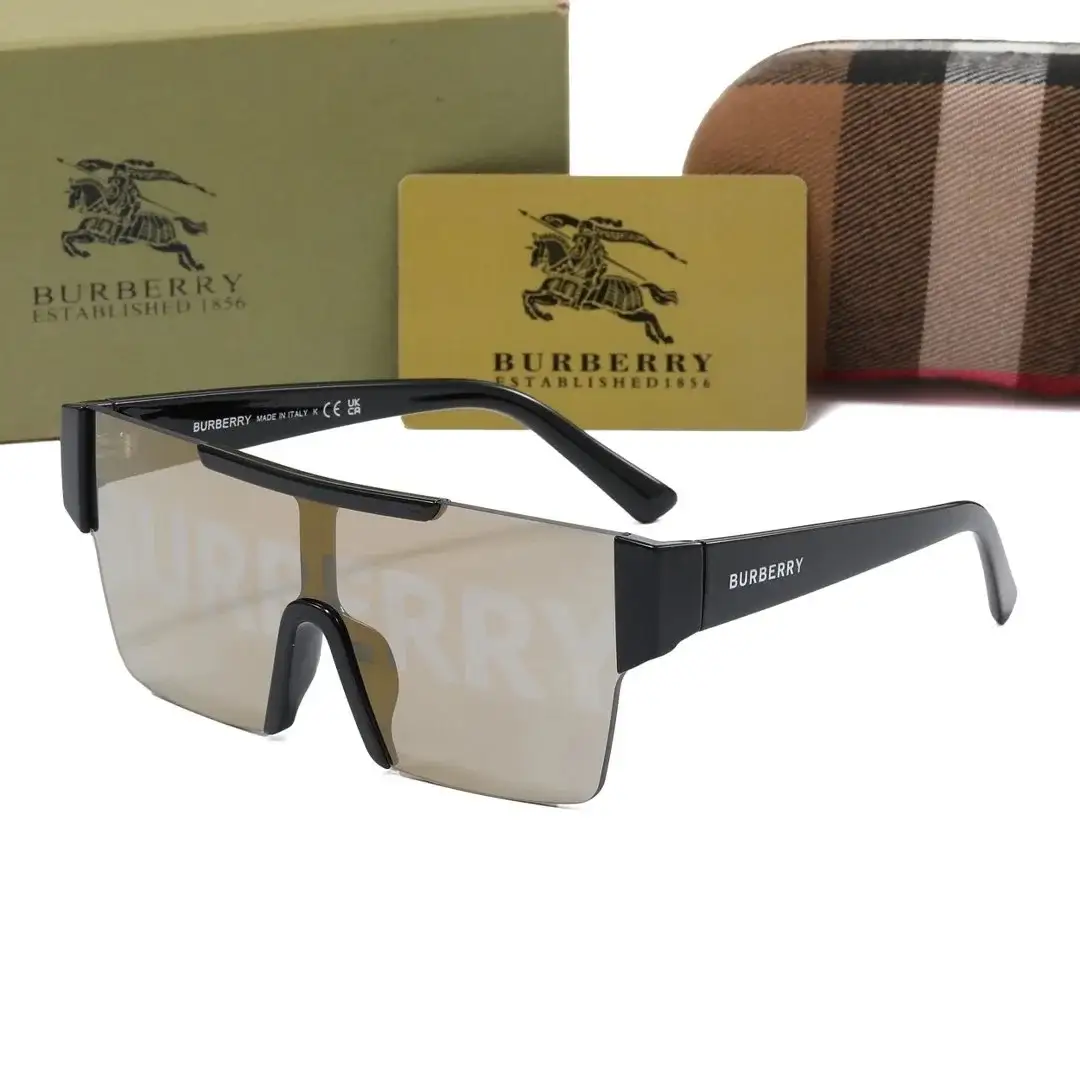 Burberry Logo Shield Sunglasses Black Gold
