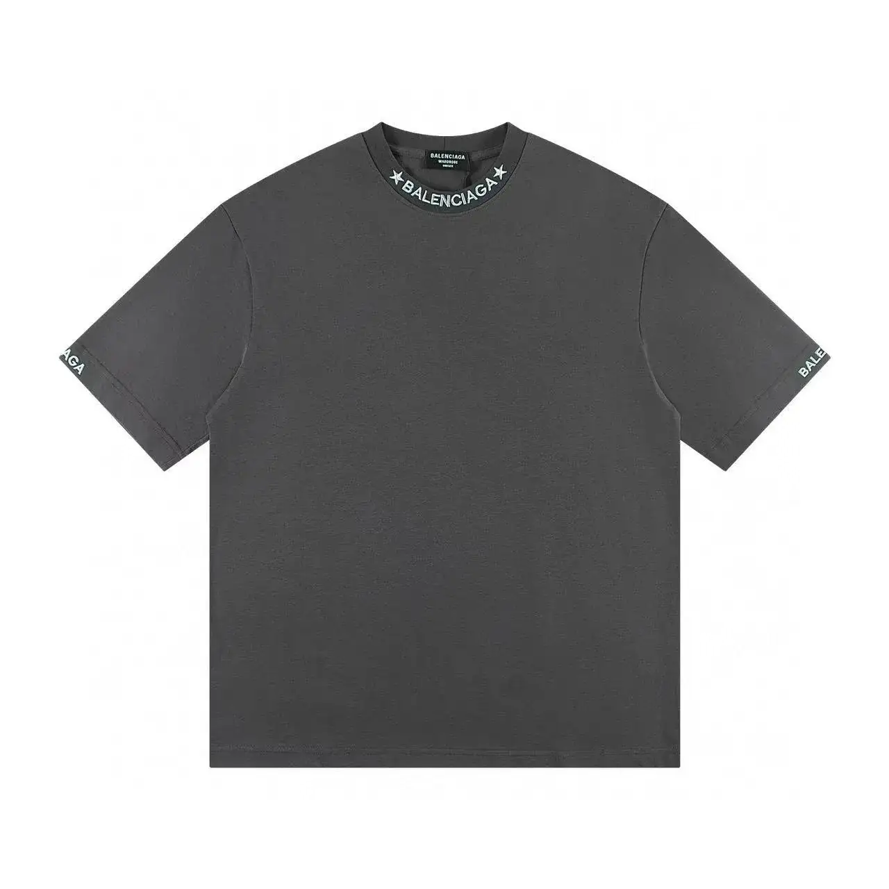 Balenciaga Star Logo Collar T-Shirt Charcoal Grey