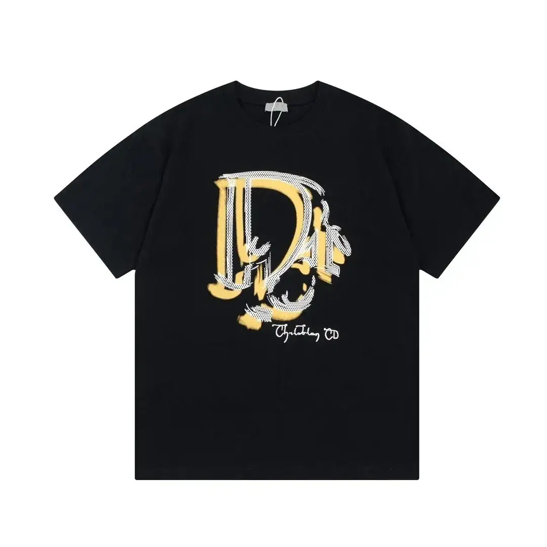 Dior D-Logo Layered Print T-Shirt Black Yellow