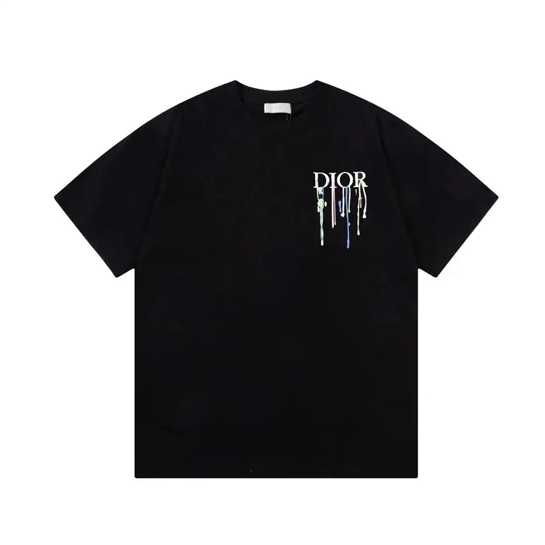 Dior Drip Logo Chest T-Shirt Black Multi