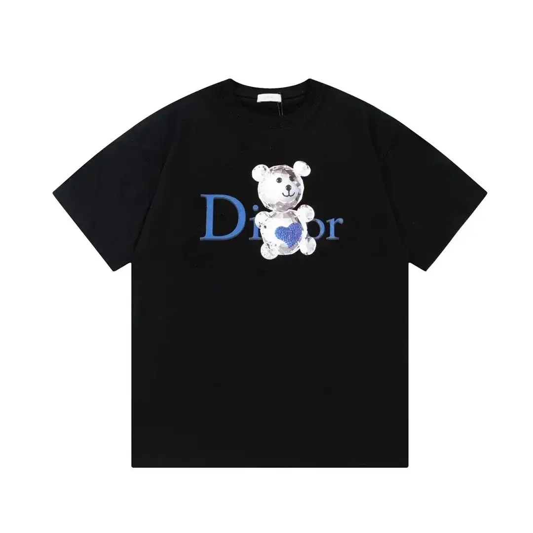 Dior Crystal Bear Logo T-Shirt Black