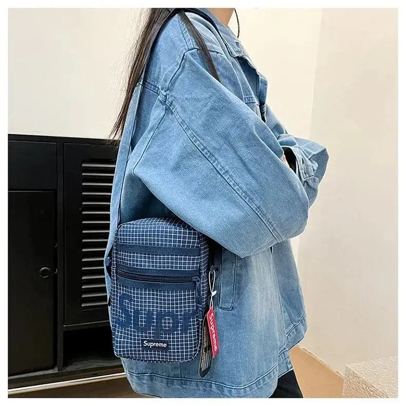 Supreme Grid Crossbody Bag Dark Blue