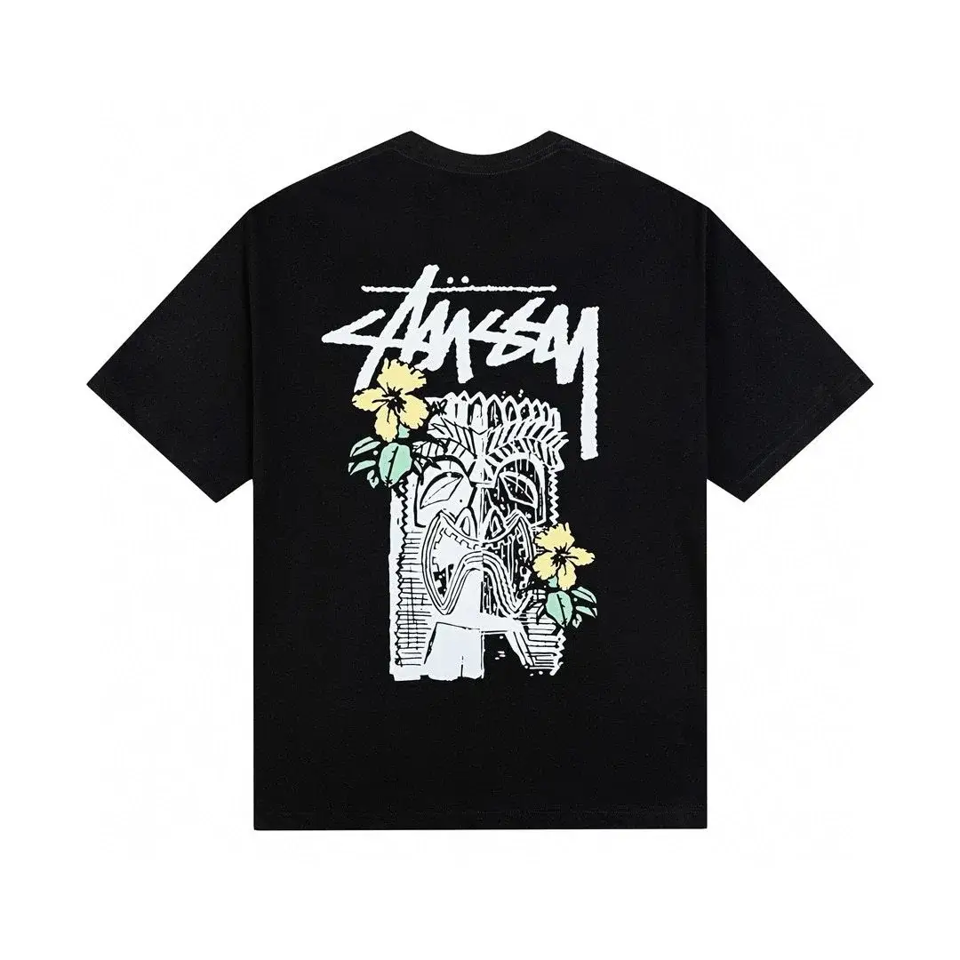 Stussy Tiki Flower Black Tee