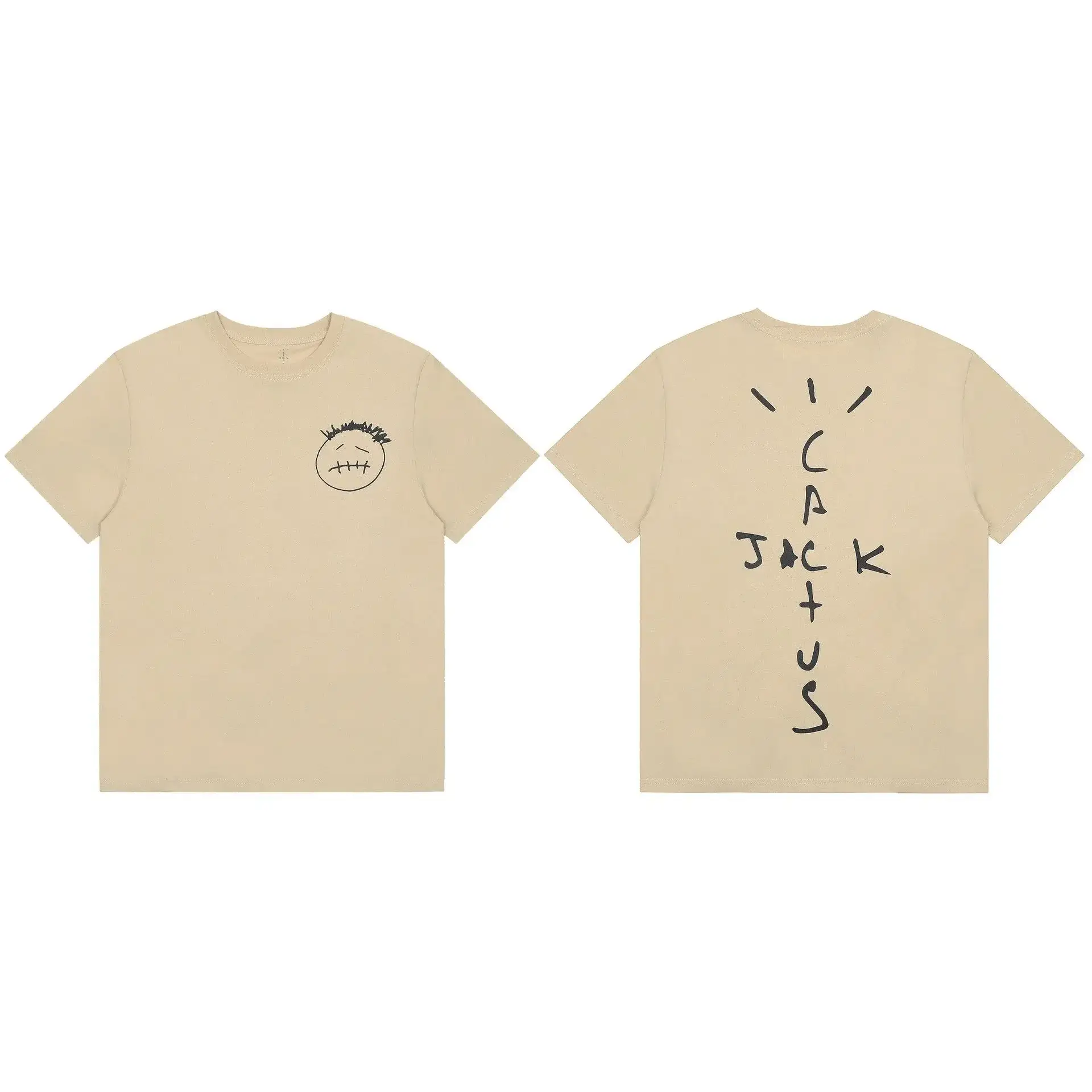 Travis Scott Cactus Jack Face Logo T-Shirt Beige