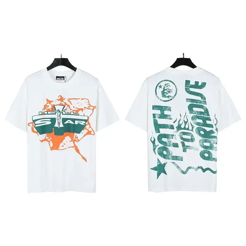 Hellstar Path to Paradise Cross T-Shirt White Green