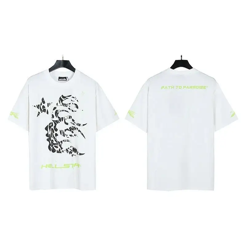 Hellstar Path to Paradise Tribal Face T-Shirt White Lime