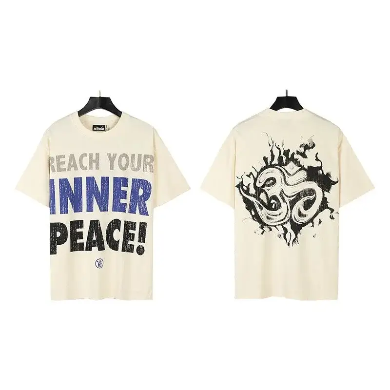 Hellstar Reach Your Inner Peace Om T-Shirt Apricot Cream Blue