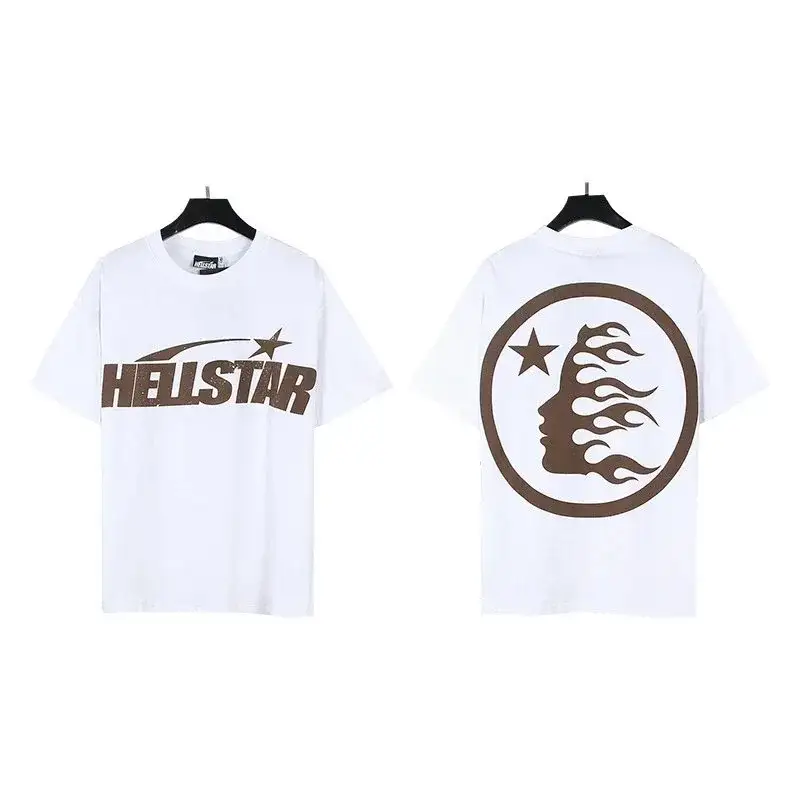 Hellstar Flame Head Logo T-Shirt White Brown