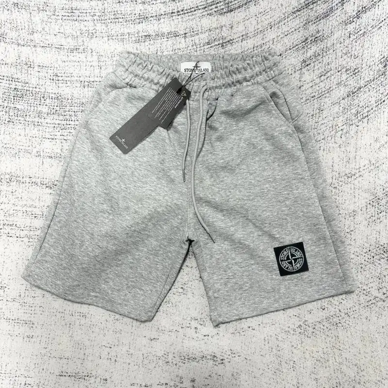 Stone Island Compass Patch Sweatshorts Grey Melange