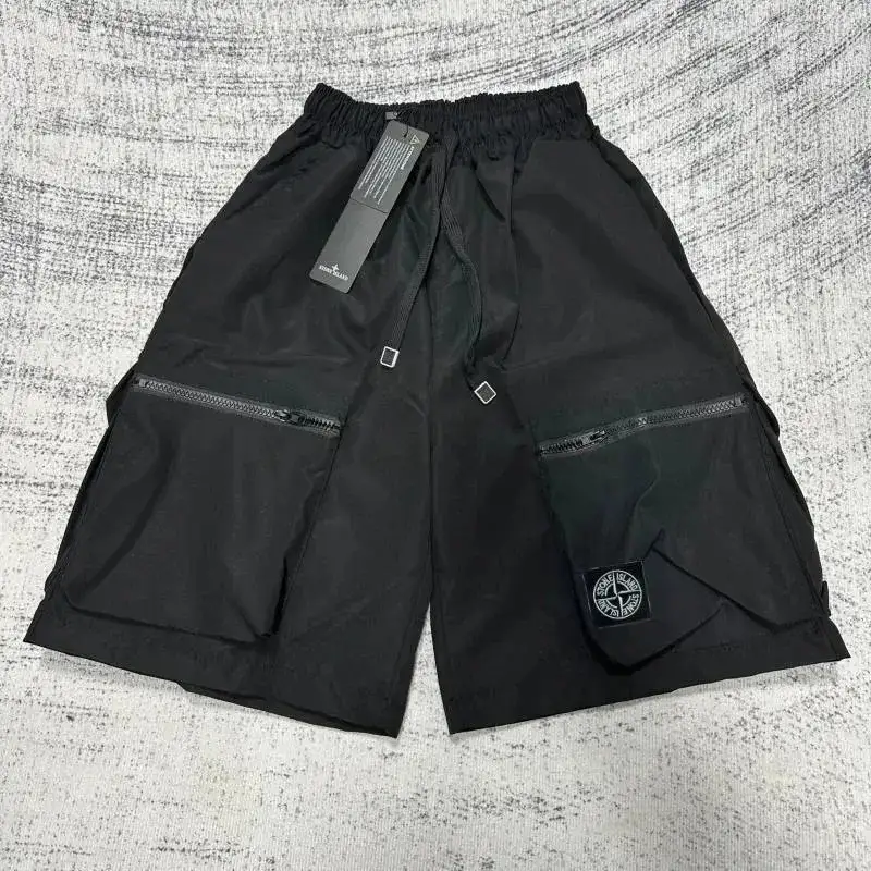 Stone Island Zip Cargo Shorts Black