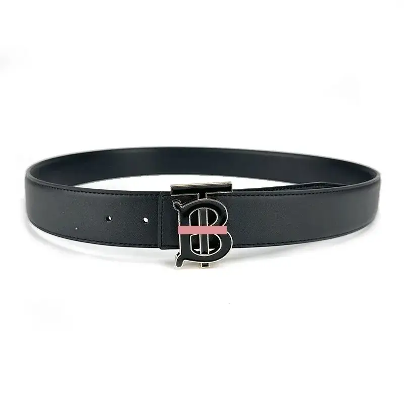 Burberry Monogram Motif Leather Belt Black Pink