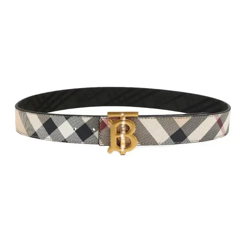 Burberry Monogram Motif Vintage Check Belt Archive Beige Bronze