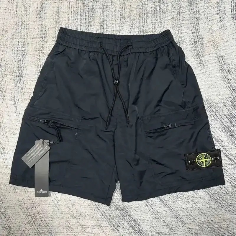 Stone Island Badge Zip Cargo Shorts Black