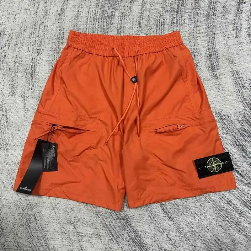 Stone Island Zip Cargo Shorts Orange