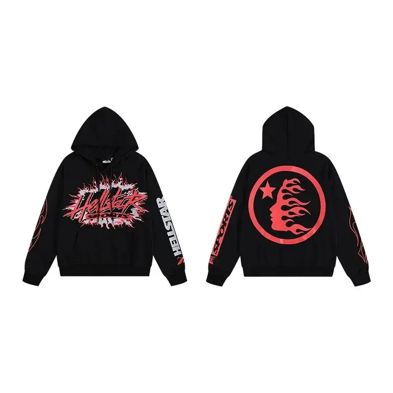 Hellstar Sports Flame Hoodie Black Red
