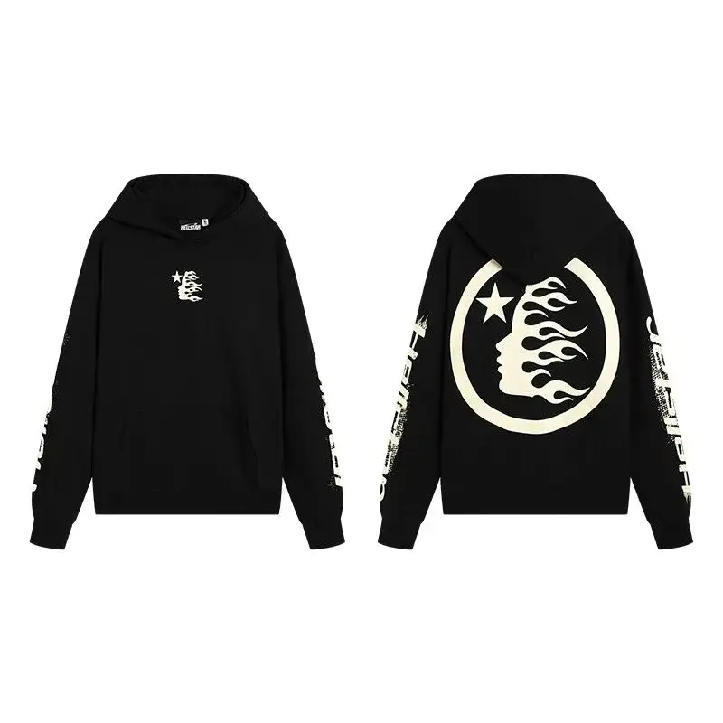 Hellstar Halftone Flame Face Hoodie Black White